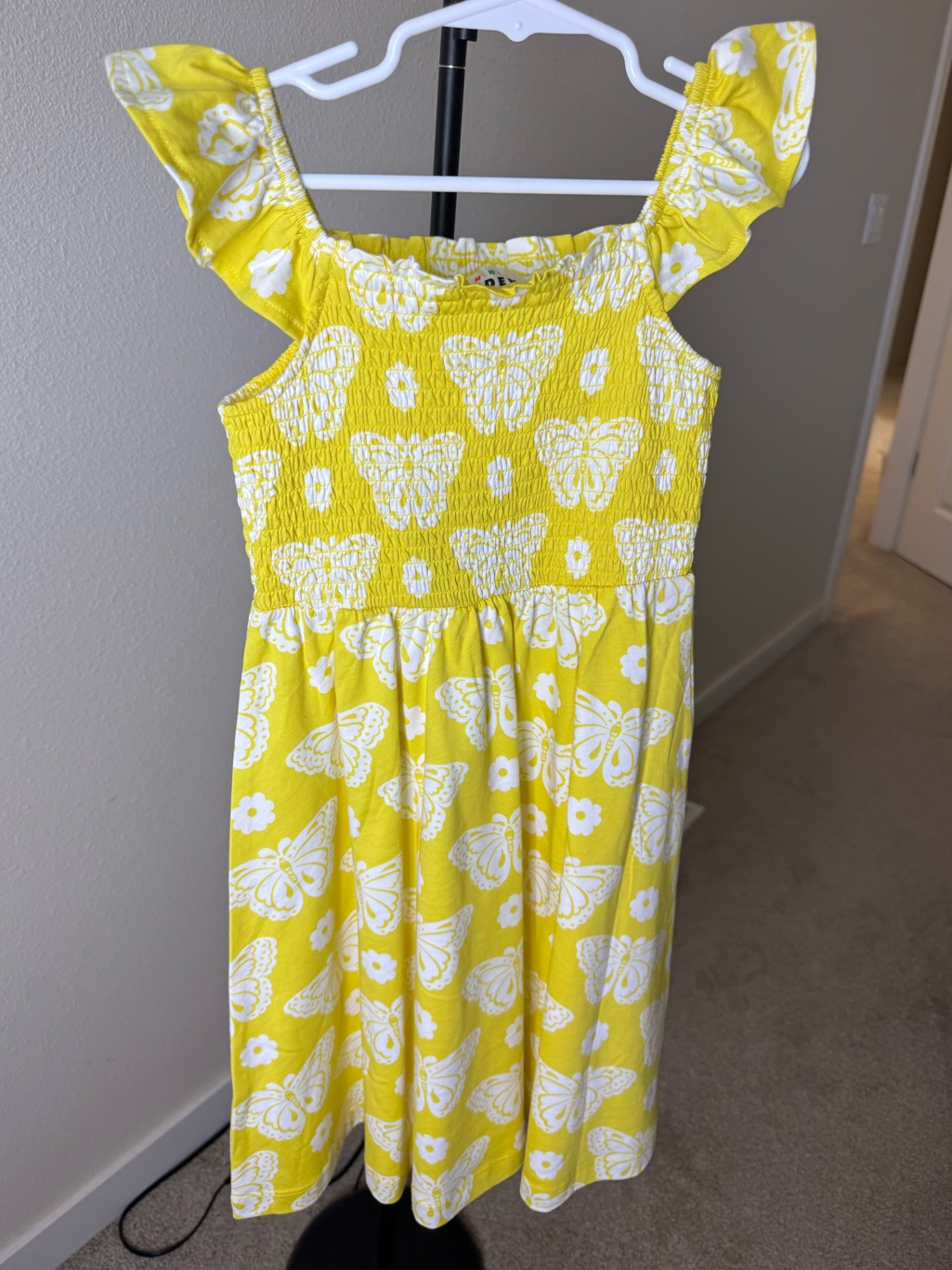 Mini Boden Yellow Butterfly Smocked Dress